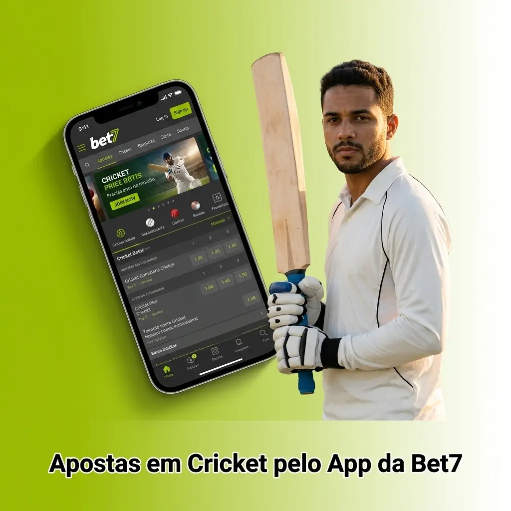 Apostas em cricket pelo app da Bet7 no smartphone com mercados ao vivo e odds atualizadas